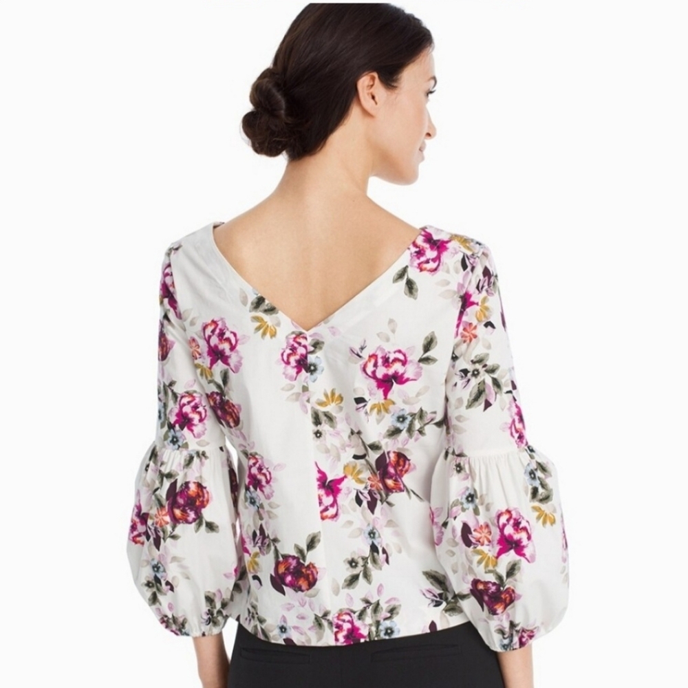 WHBM 3/4-Sleeve Poplin Floral Top